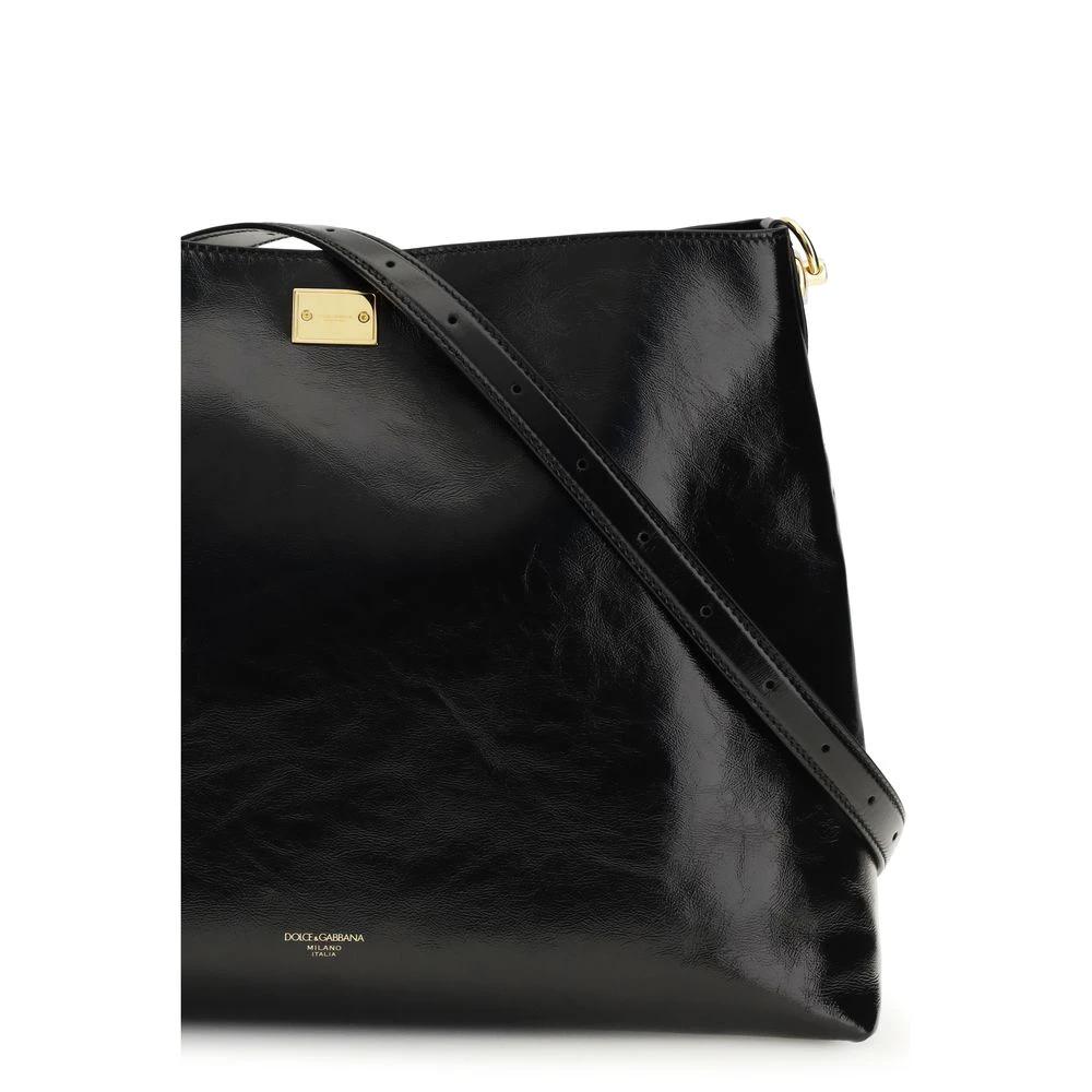 Dolce & Gabbana Black Calf Leather Bos Taurus Shoulder Bag by Dolce & Gabbana