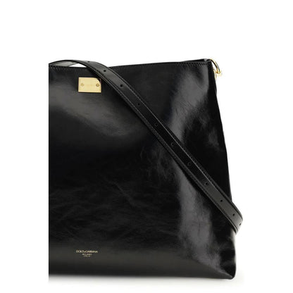 Dolce & Gabbana Black Calf Leather Bos Taurus Shoulder Bag by Dolce & Gabbana