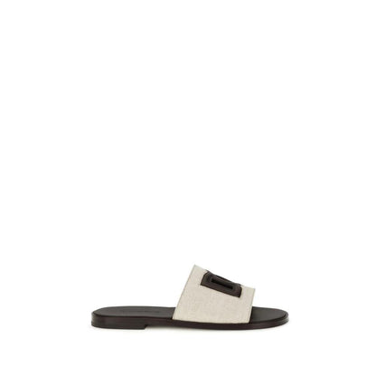Dolce & Gabbana Beige Calf Leather Bos Taurus Flat Sandals by Dolce & Gabbana