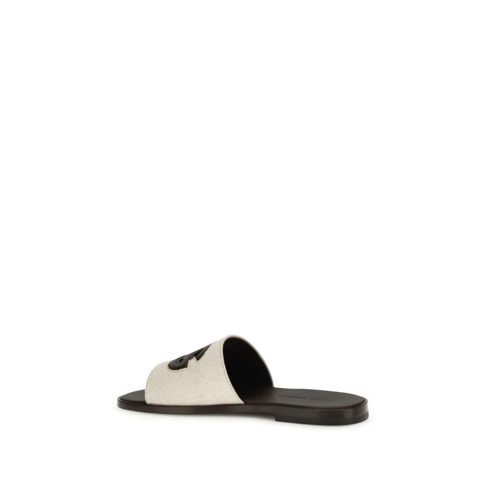 Dolce & Gabbana Beige Calf Leather Bos Taurus Flat Sandals by Dolce & Gabbana
