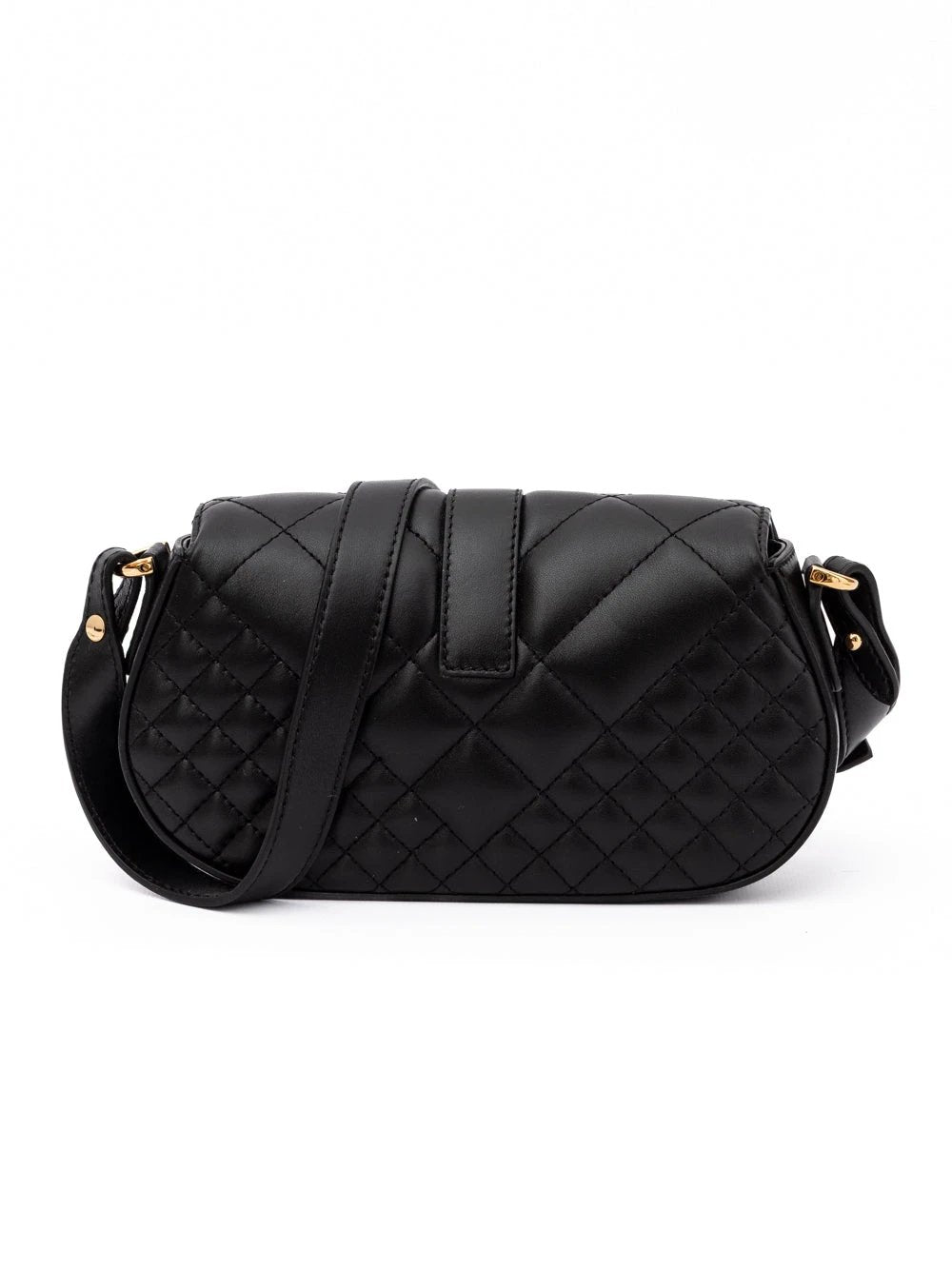Versace Black Leather Quilted Shoulder Strap Bag by Versace