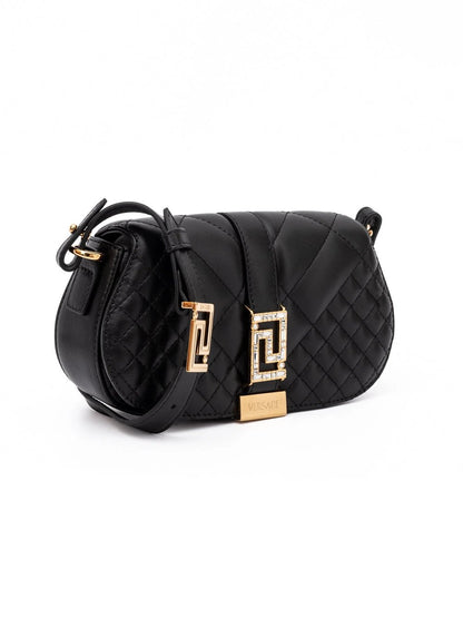 Versace Black Leather Quilted Shoulder Strap Bag by Versace