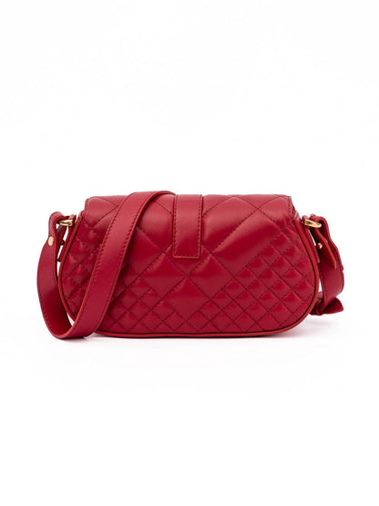 Versace Red Leather Quilted Shoulder Strap Bag by Versace