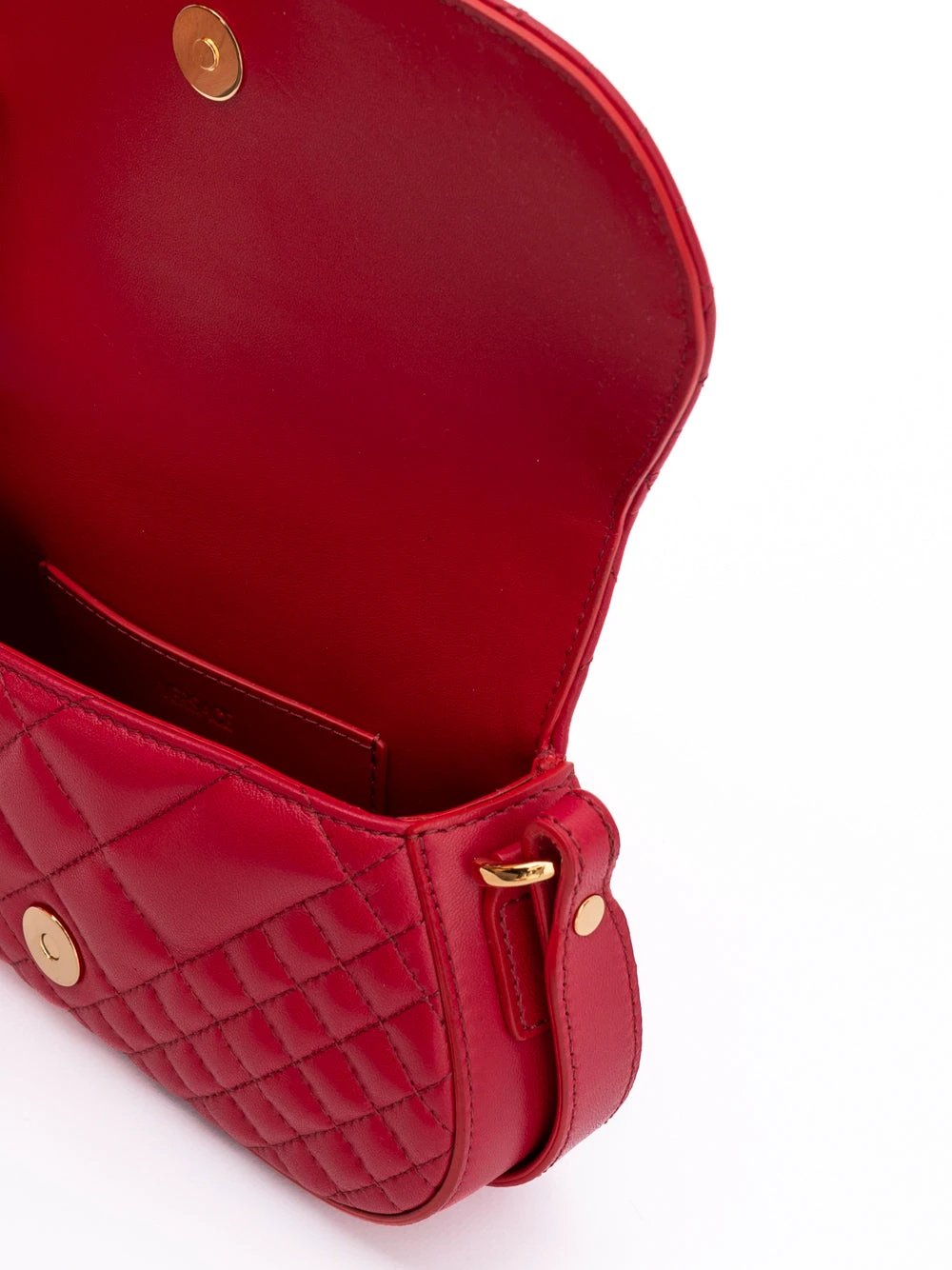 Versace Red Leather Quilted Shoulder Strap Bag by Versace