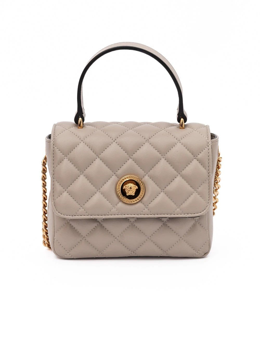 Versace Taupe Quilted Leather Handbag by Versace