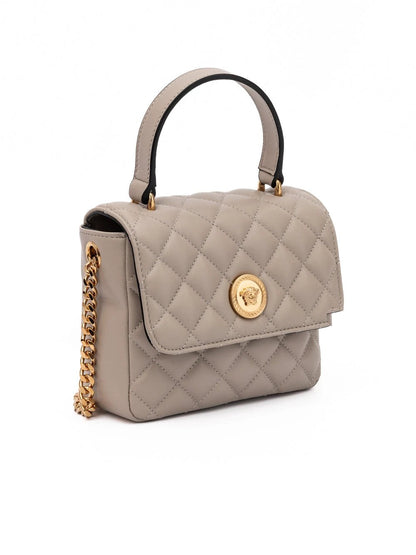 Versace Taupe Quilted Leather Handbag by Versace