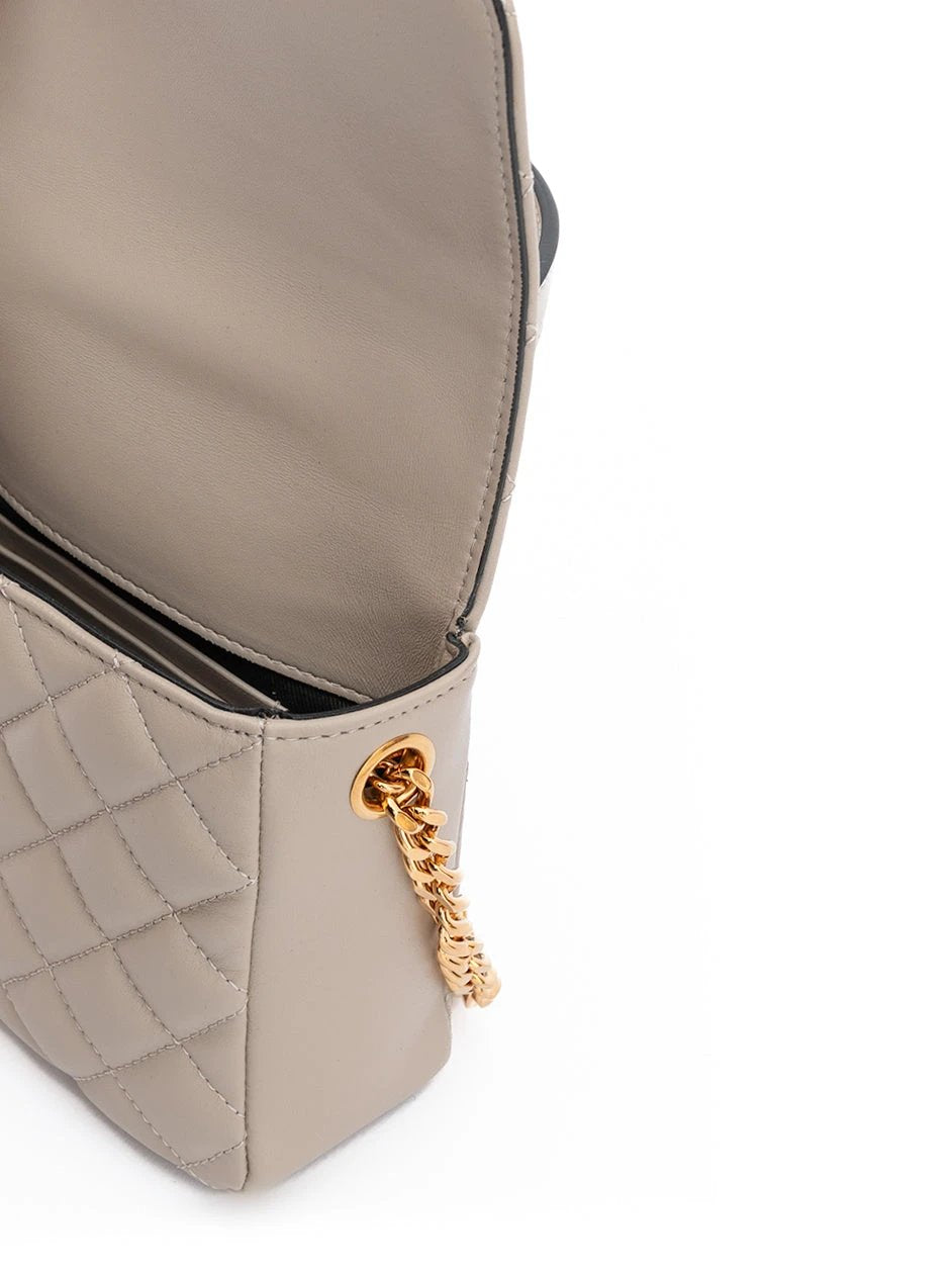 Versace Taupe Quilted Leather Handbag by Versace