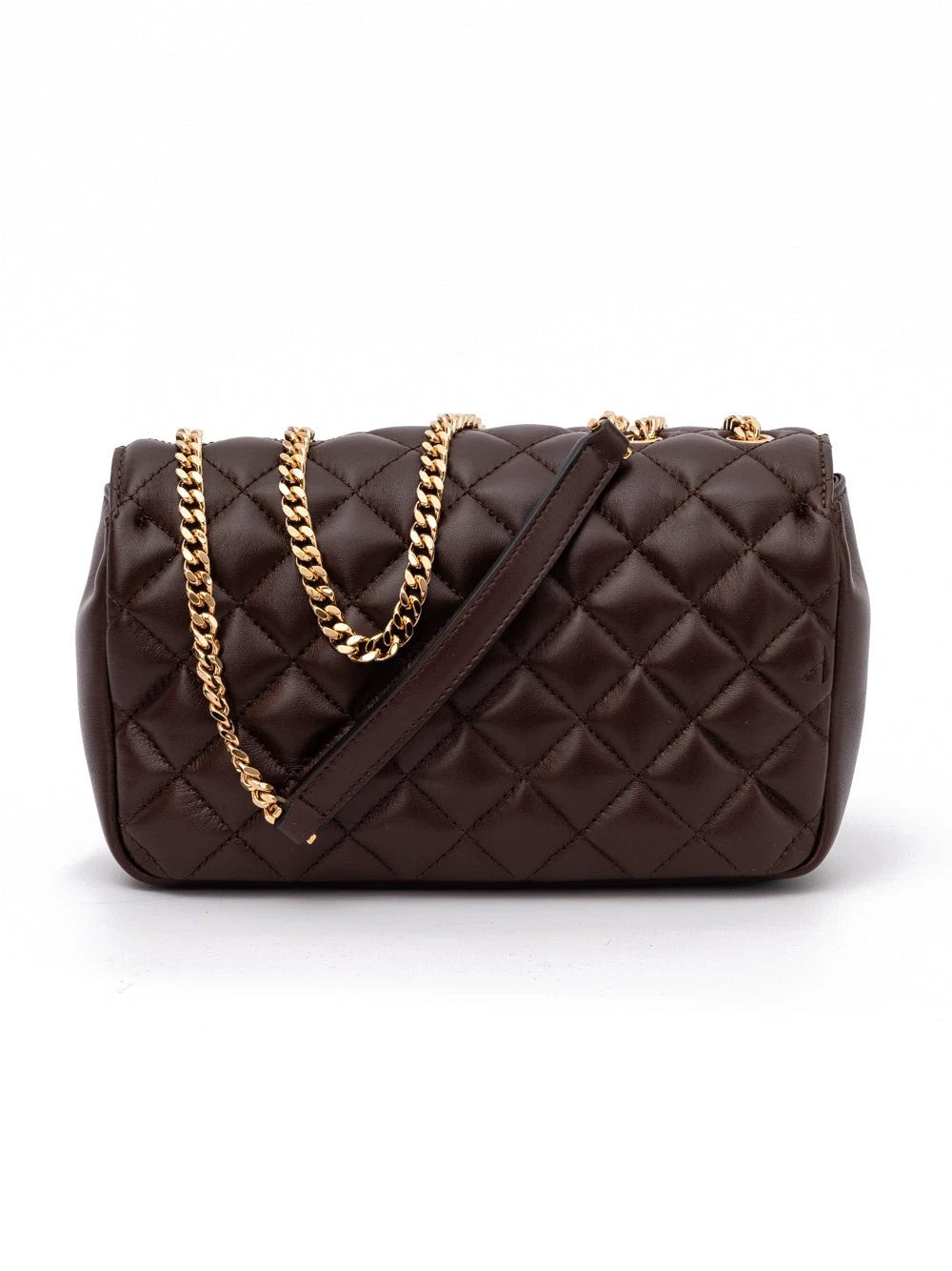 Versace Brown Quilted Leather Shoulder Strap Bag by Versace