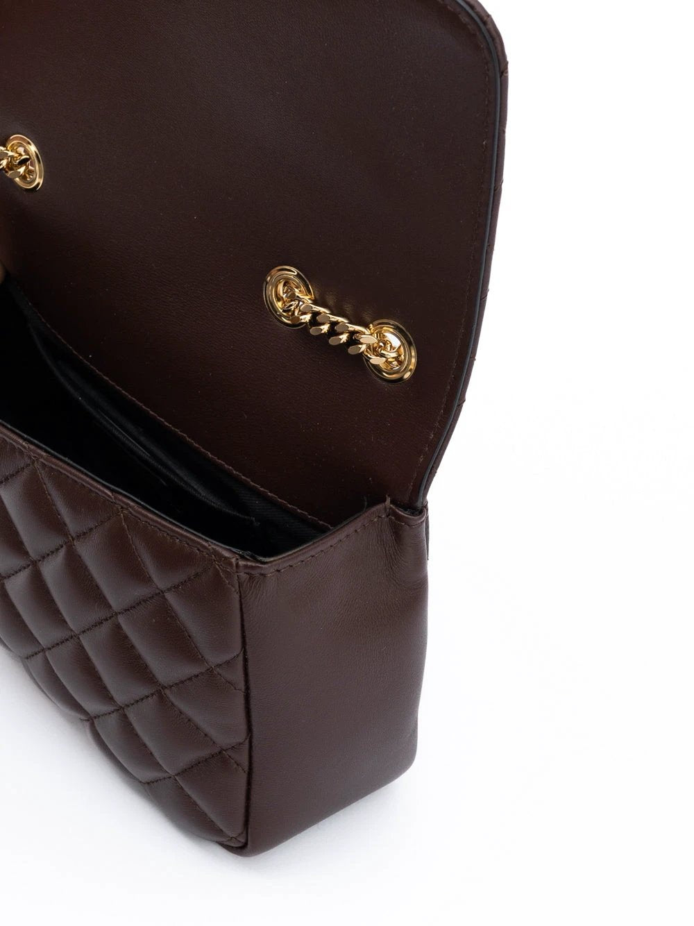 Versace Brown Quilted Leather Shoulder Strap Bag by Versace