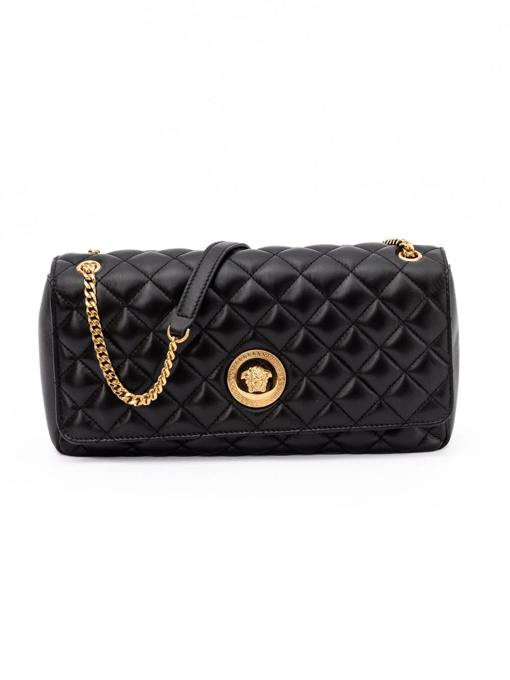 Versace Black Quilted Leather Shoulder Strap Bag by Versace