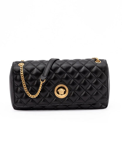 Versace Black Quilted Leather Shoulder Strap Bag by Versace