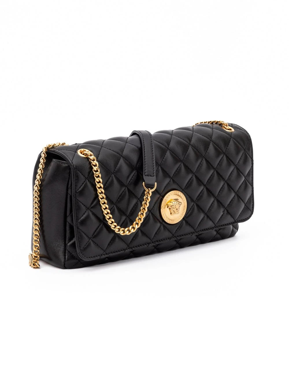 Versace Black Quilted Leather Shoulder Strap Bag by Versace