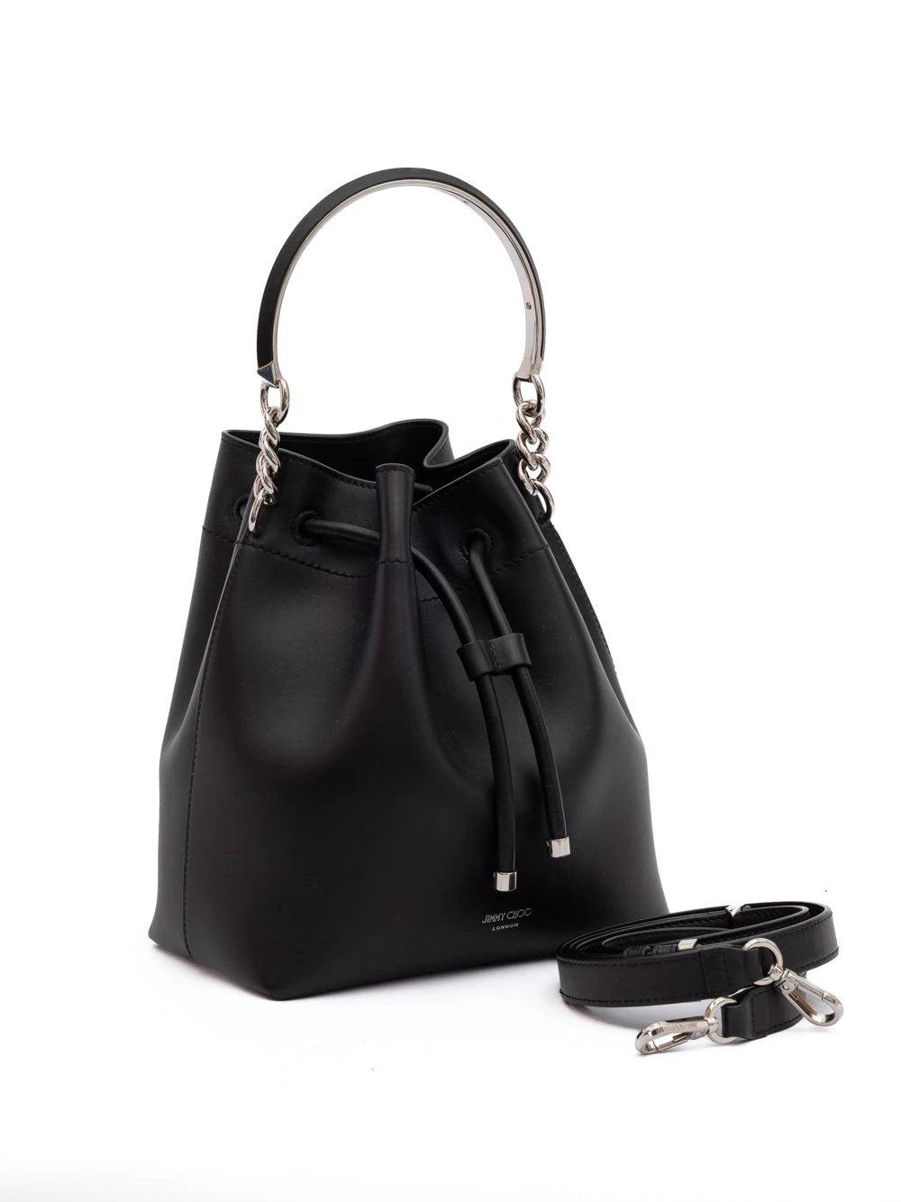 Jimmy Choo Black Bon Bon Leather Bucket by Jimmy Choo