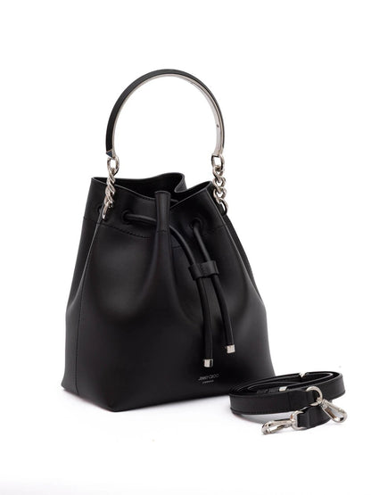 Jimmy Choo Black Bon Bon Leather Bucket by Jimmy Choo