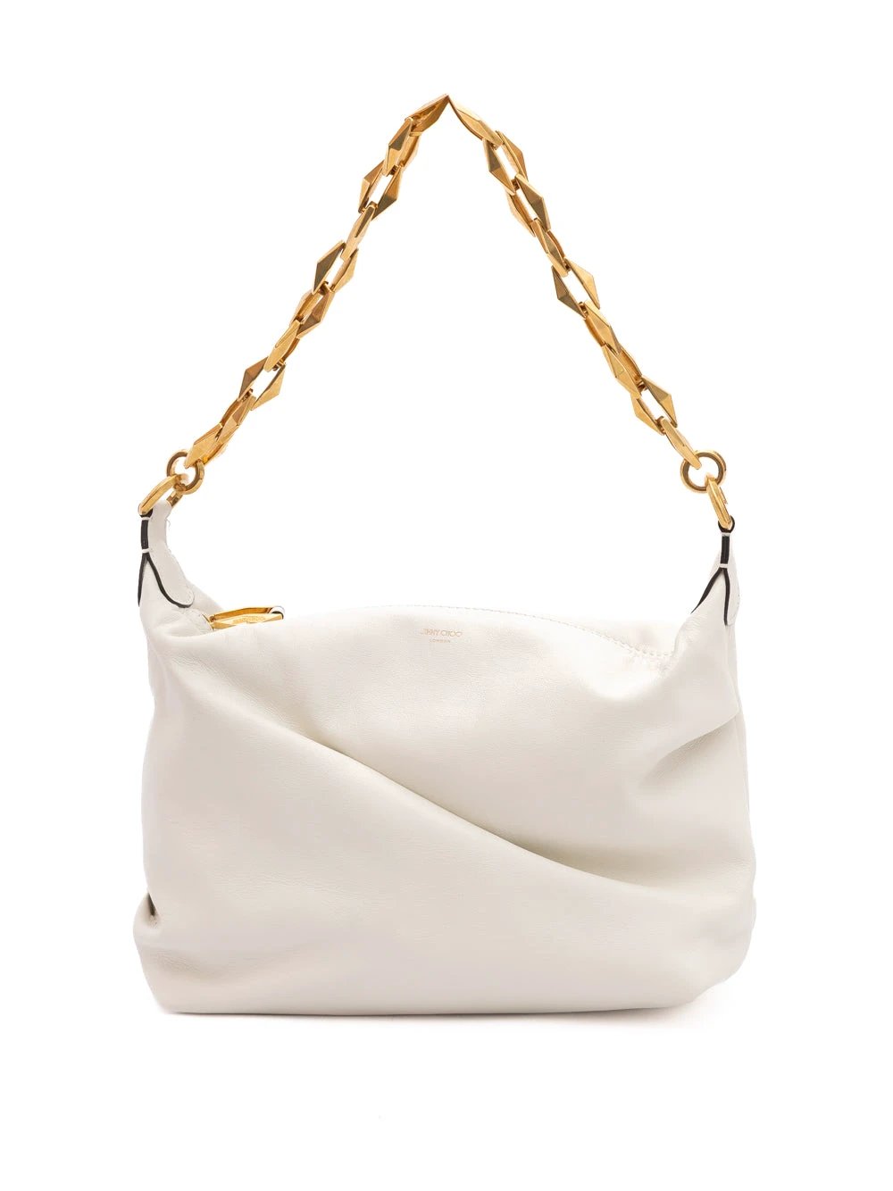 Jimmy Choo White Diamond Hobo Leather Shoulder Bag by Jimmy Choo