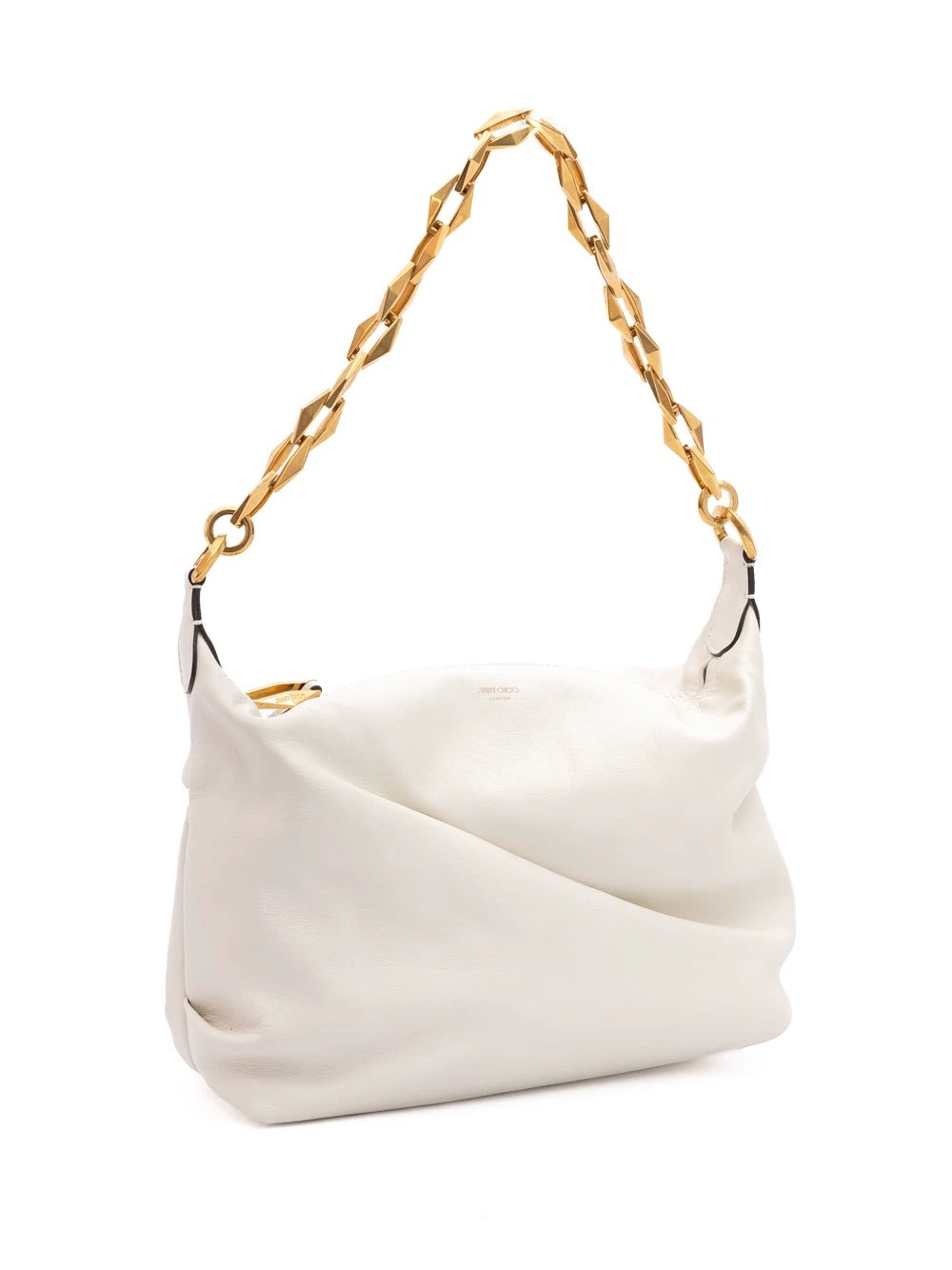 Jimmy Choo White Diamond Hobo Leather Shoulder Bag by Jimmy Choo