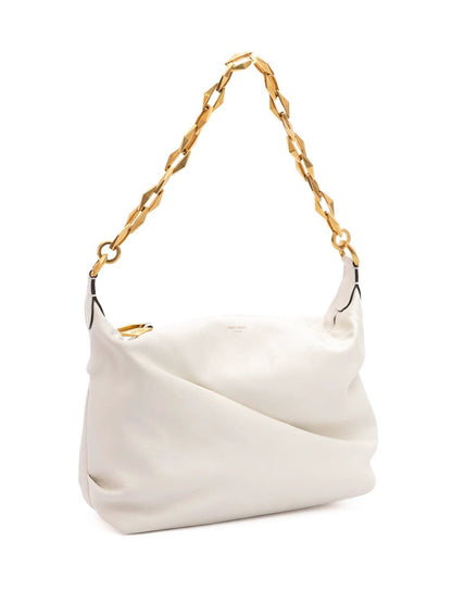 Jimmy Choo White Diamond Hobo Leather Shoulder Bag by Jimmy Choo