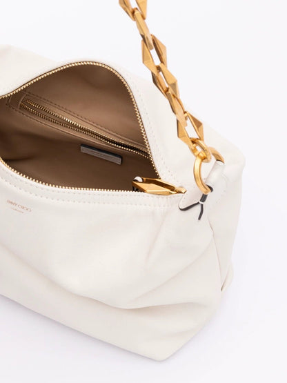 Jimmy Choo White Diamond Hobo Leather Shoulder Bag by Jimmy Choo