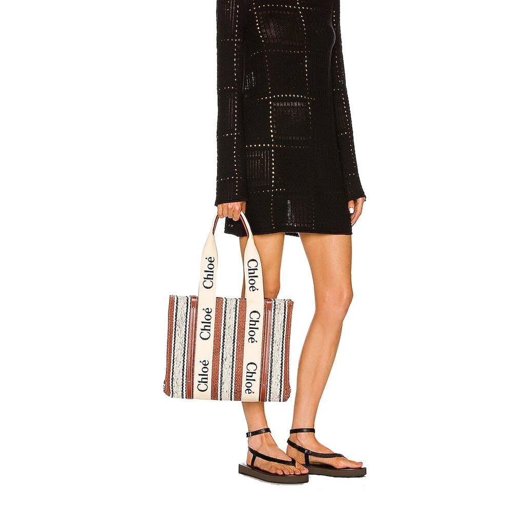 Chloé Brown Linen Tote Bag by Chloé