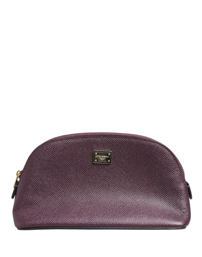 Dolce & Gabbana Dark Purple Leather DG Logo Zip Around Hand Purse Wallet by Dolce & Gabbana