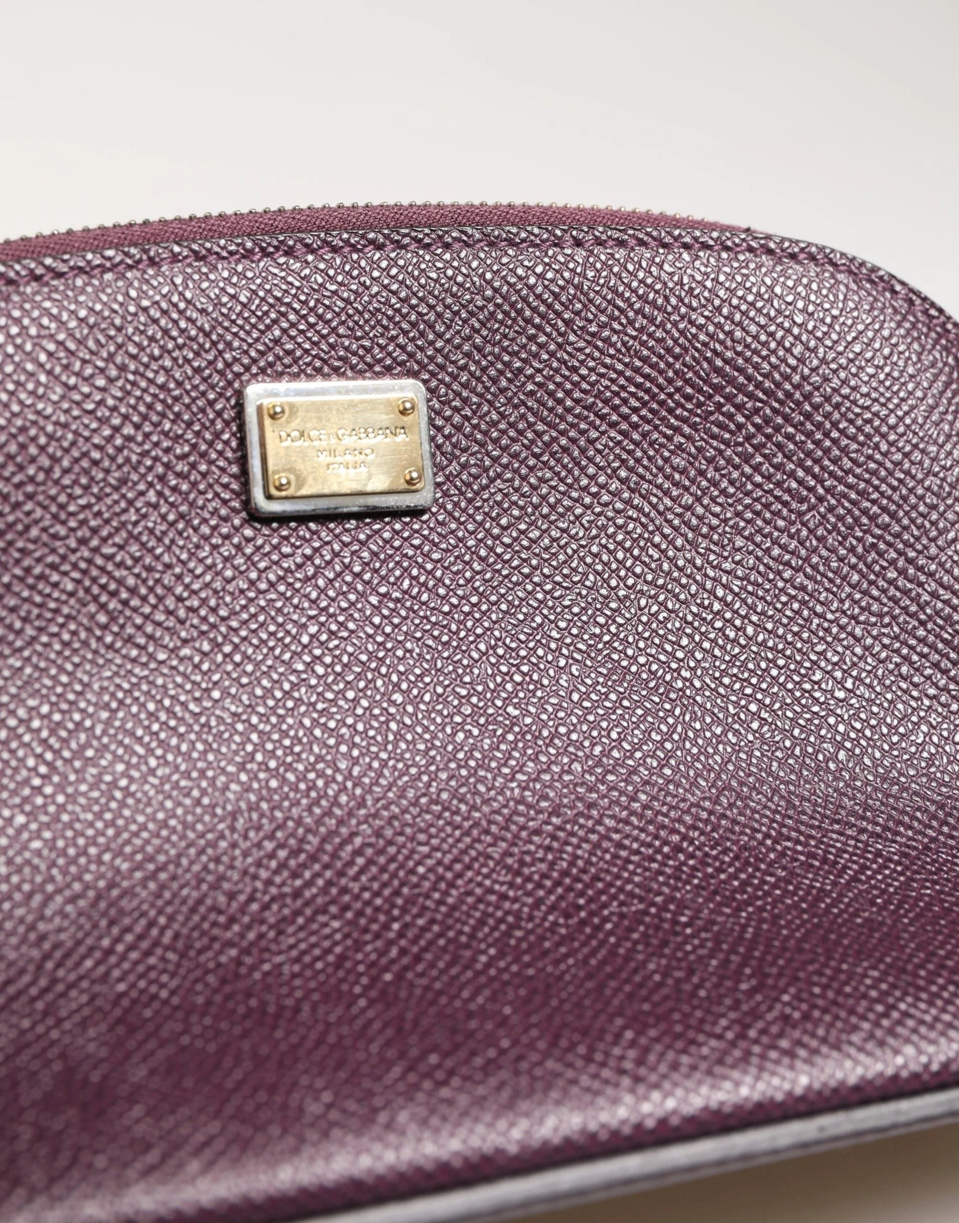 Dolce & Gabbana Dark Purple Leather DG Logo Zip Around Hand Purse Wallet by Dolce & Gabbana