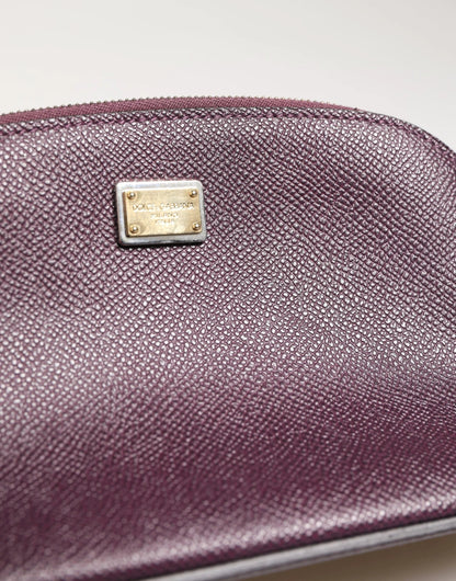 Dolce & Gabbana Dark Purple Leather DG Logo Zip Around Hand Purse Wallet by Dolce & Gabbana