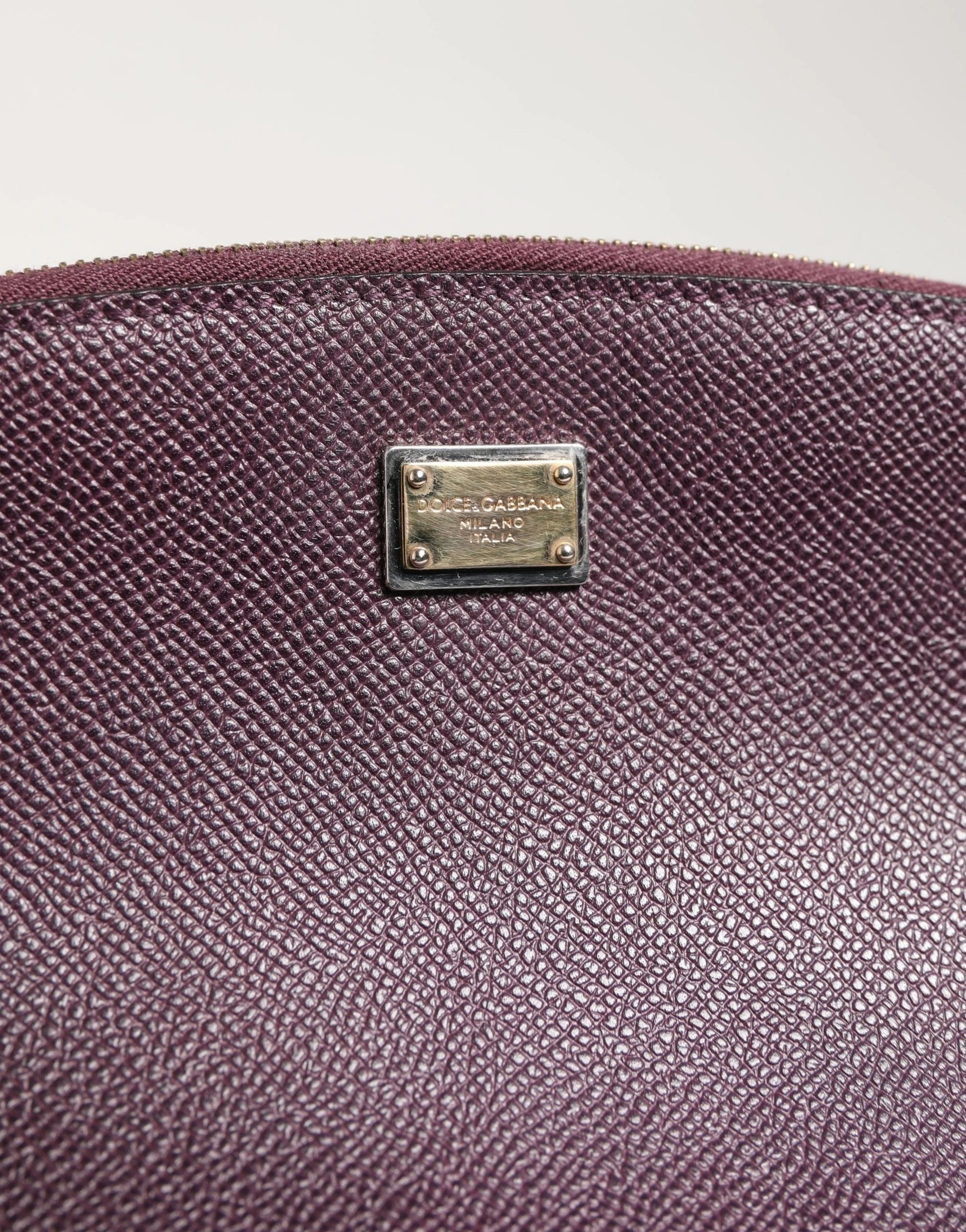 Dolce & Gabbana Dark Purple Leather DG Logo Zip Around Hand Purse Wallet by Dolce & Gabbana