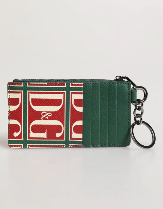 Dolce & Gabbana Green Calf Leather Logo Print Monogram Card Holder Wallet by Dolce & Gabbana