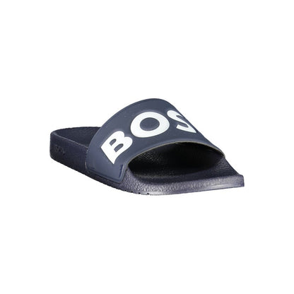 Hugo Boss Claquettes Homme – Logo Print, Bleu
