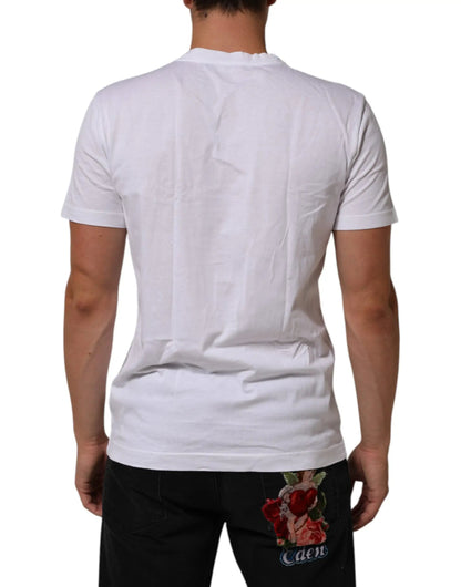 Dolce & Gabbana White Cotton DG Love Patch Crew Neck T-shirt by Dolce & Gabbana