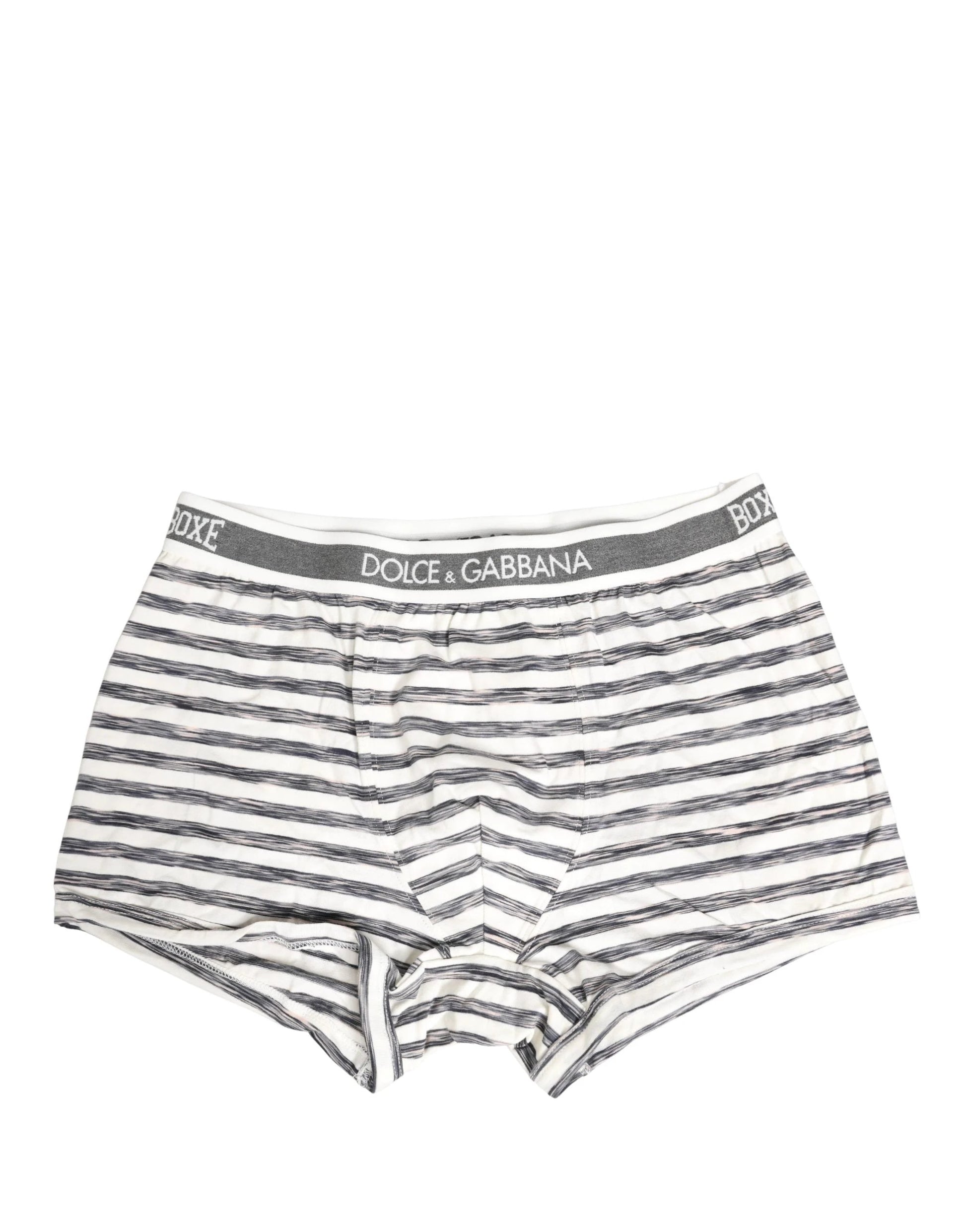 Dolce & Gabbana Gray White Stripes Men Regular Boxer Underwear by Dolce & Gabbana