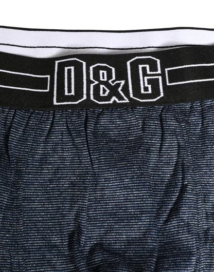 Dolce & Gabbana Dark Blue Logo Cotton Regular Boxer Underwear by Dolce & Gabbana
