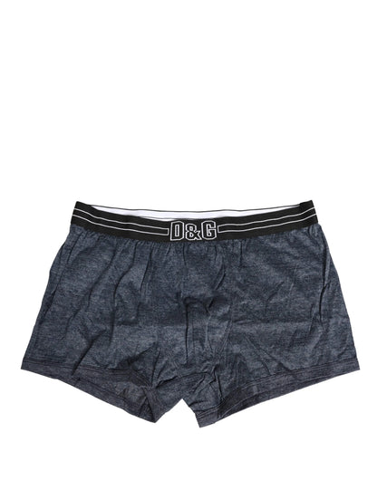 Dolce & Gabbana Dark Blue Logo Cotton Regular Boxer Underwear by Dolce & Gabbana