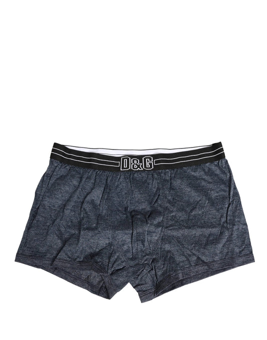 Dolce & Gabbana Dark Blue Logo Cotton Regular Boxer Underwear by Dolce & Gabbana