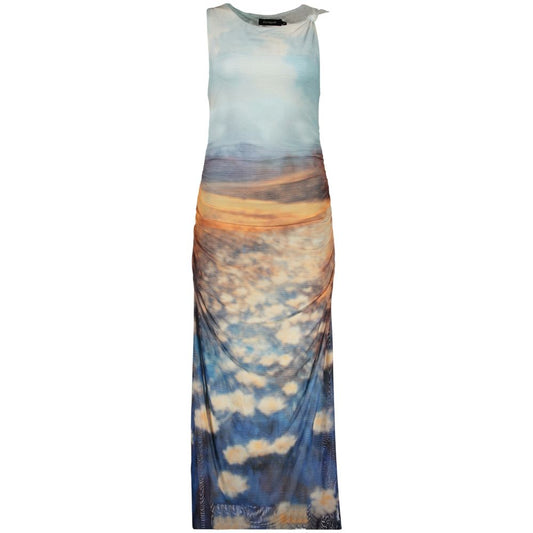 Robe Desigual femme Vermont longue sans manches en polyester bleu azur – DE-43972