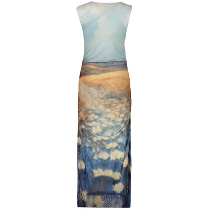 Robe Desigual femme Vermont longue sans manches en polyester bleu azur – DE-43972