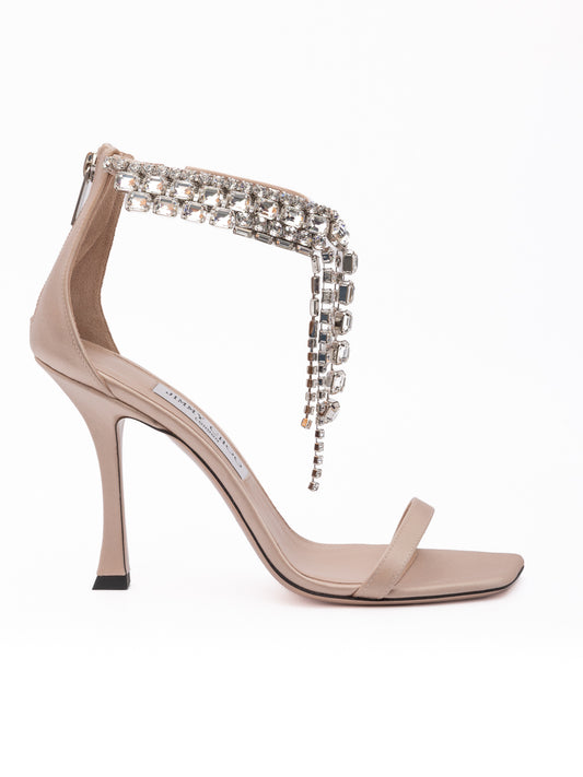 Jimmy Choo – Sandales Verity 100 en Satin Rose Poudré Macaron | Talon 100 mm