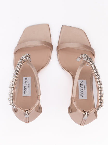 Jimmy Choo – Sandales Verity 100 en Satin Rose Poudré Macaron | Talon 100 mm
