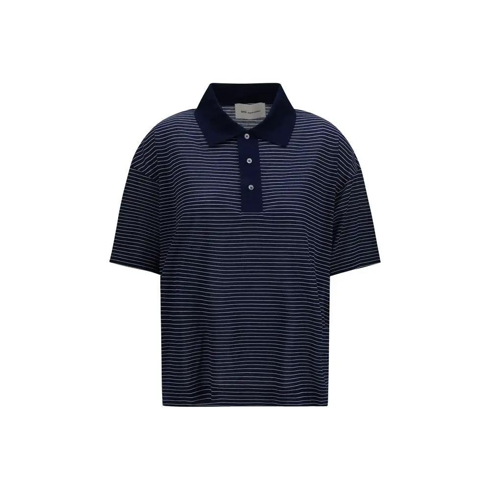Ami Paris Blue Cotton Polo Shirt by Ami Paris