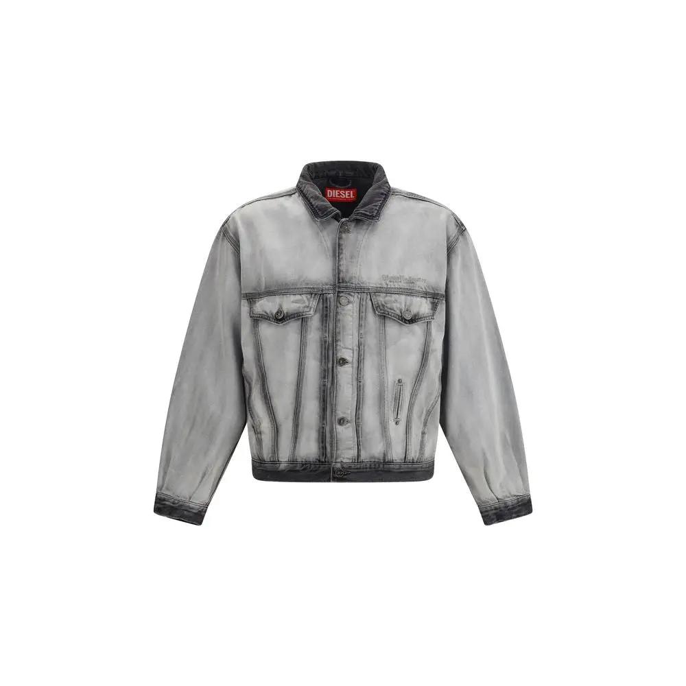 Diesel Gray Cotton Denim Jacket by Diesel