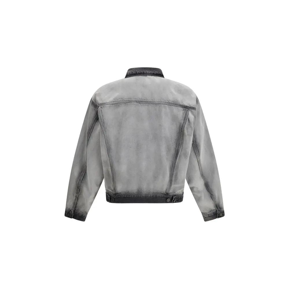 Diesel Gray Cotton Denim Jacket by Diesel