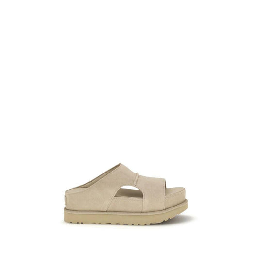 UGG Beige Calf Leather Bos Taurus Platform Sandals by UGG