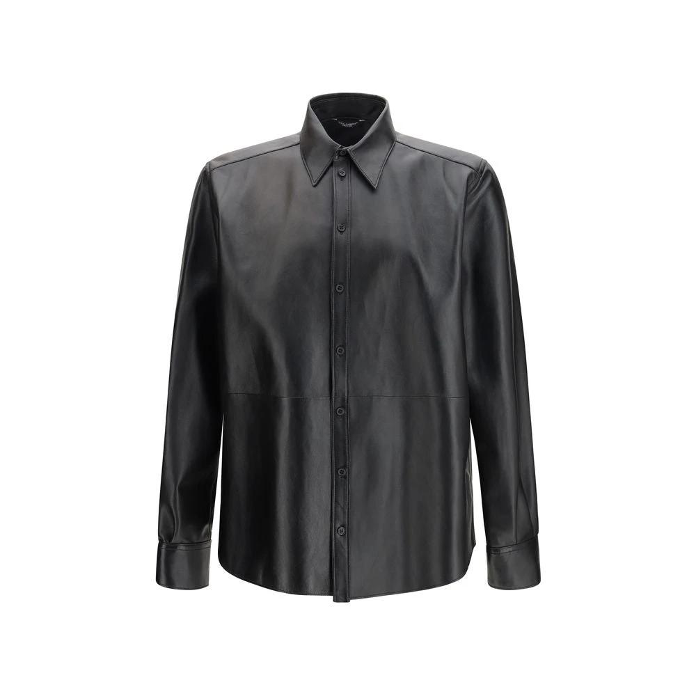 Dolce & Gabbana Black Leather Dress Shirt by Dolce & Gabbana