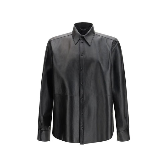 Dolce & Gabbana Black Leather Dress Shirt by Dolce & Gabbana