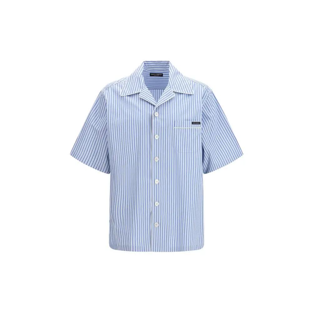 Dolce & Gabbana Blue Cotton Shortsleeve Shirt by Dolce & Gabbana