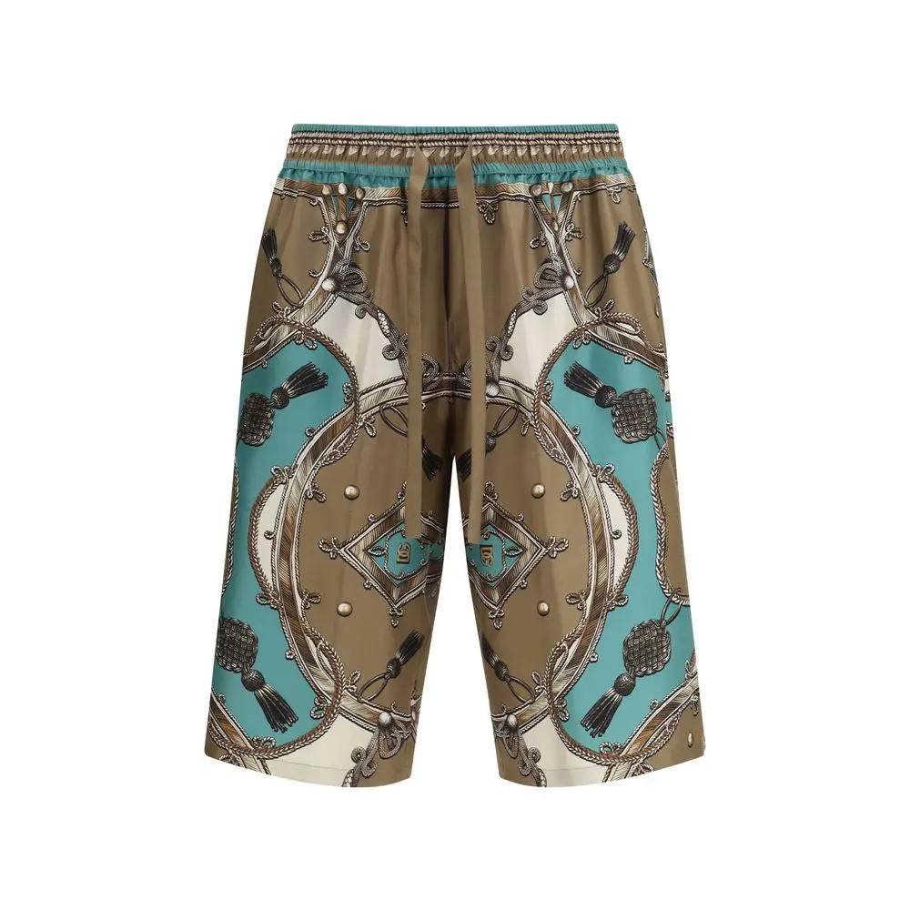 Dolce & Gabbana Multicolor Silk Bermuda Shorts by Dolce & Gabbana