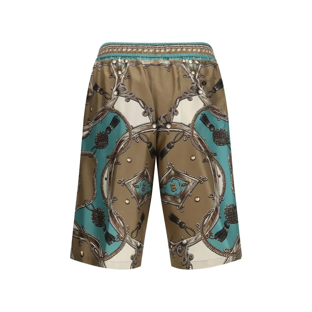 Dolce & Gabbana Multicolor Silk Bermuda Shorts by Dolce & Gabbana