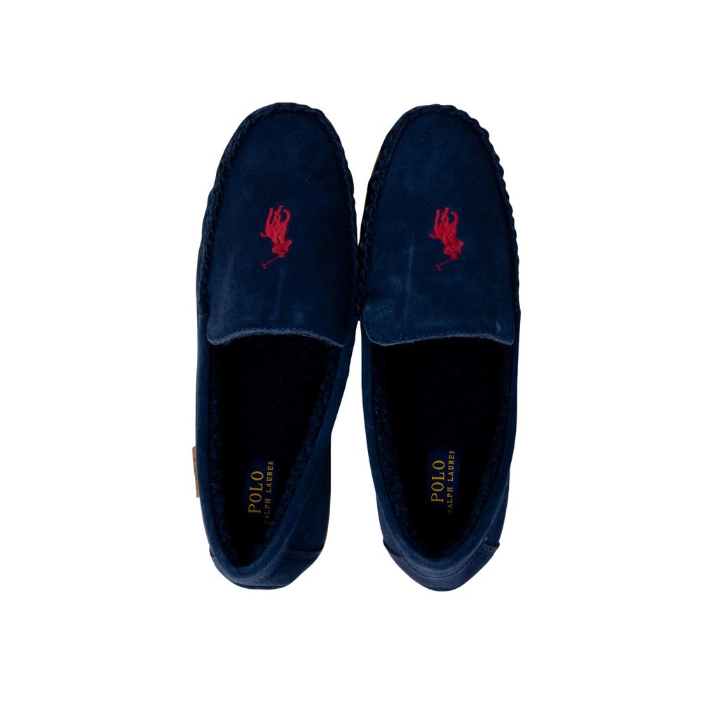 Ralph Lauren – Chaussons Homme en Éco-Fourrure et Suède Bleu | FW25