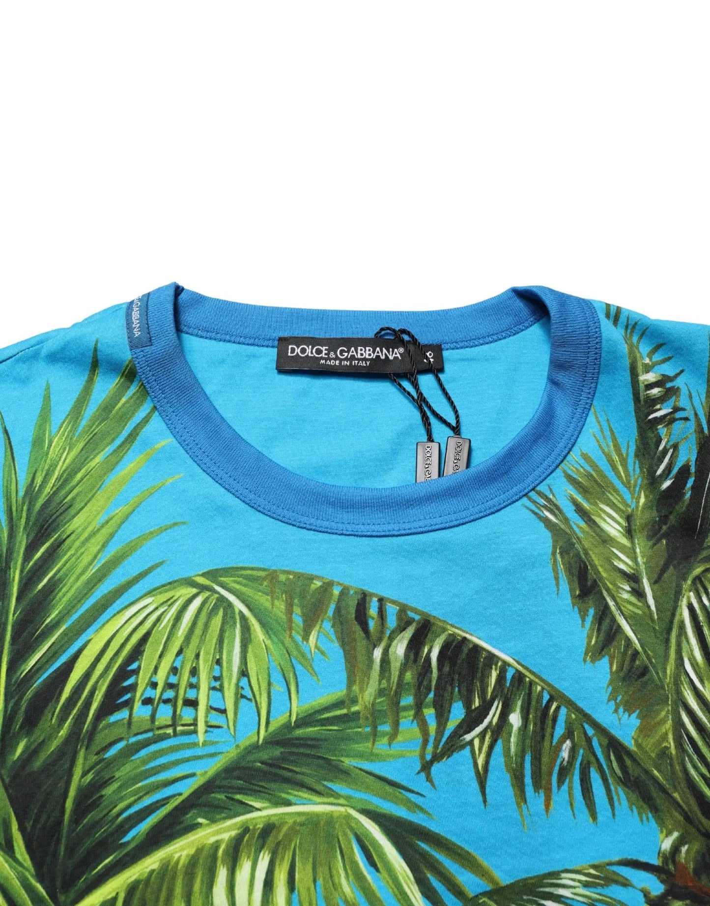 Dolce & Gabbana Blue Palm Tree Print Cotton CrewNeck T-shirt by Dolce & Gabbana