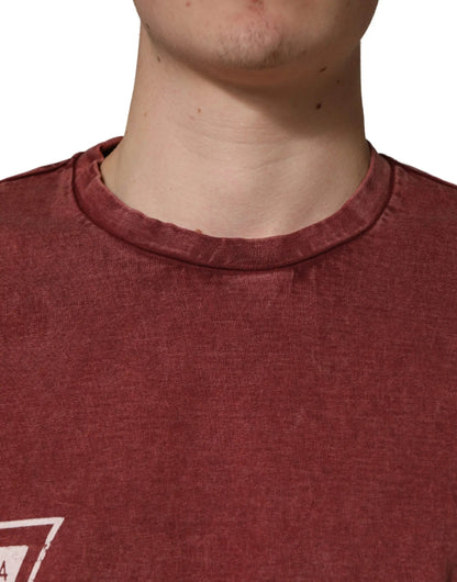 Dolce & Gabbana Maroon Print Round Neck Short Sleeve T-shirt by Dolce & Gabbana